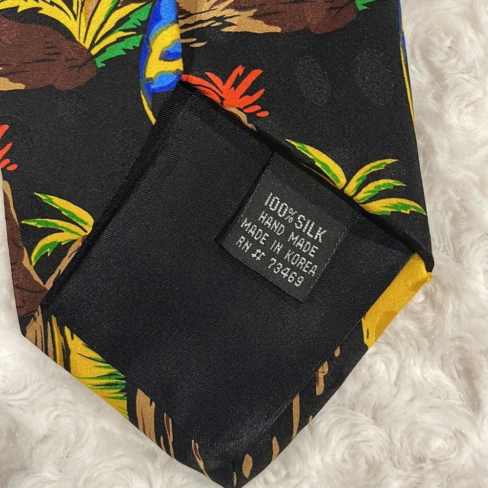 ADDICTION DINOSAUR SILK TIE Black - Picture 3 of 7